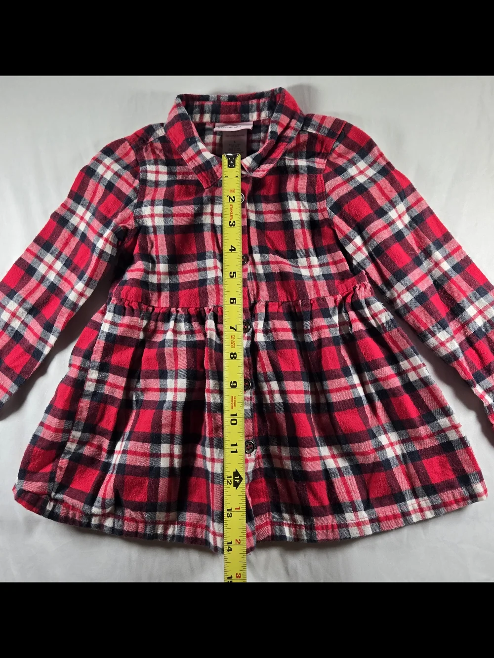 Little Lass Red, Navy & White Plaid Button-Down Peplum Shirt
